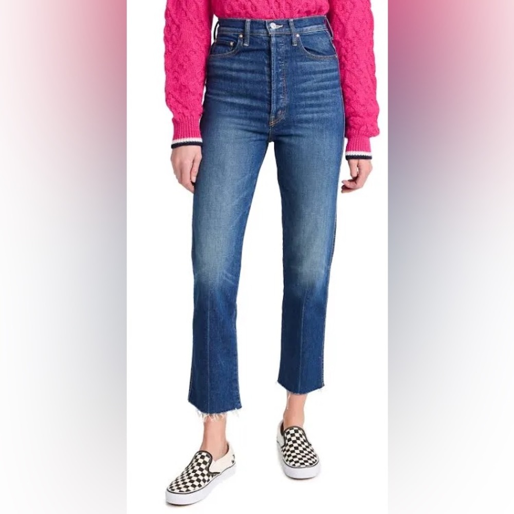 MOTHER Ultra High Waisted Frisky Flood Fray Jeans